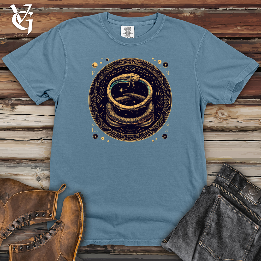Viking Goods Cosmic Serpent Enigma Heavy Cotton Comfort Colors Tee Blue Jean / L
