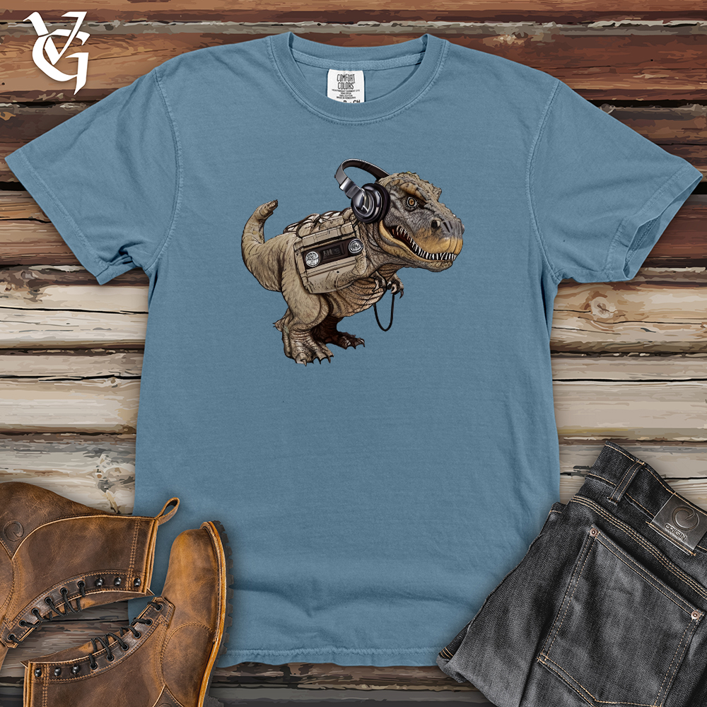 Viking Goods Dinosaur Cassete Player Heavy Cotton Comfort Colors Tee Blue Jean / L
