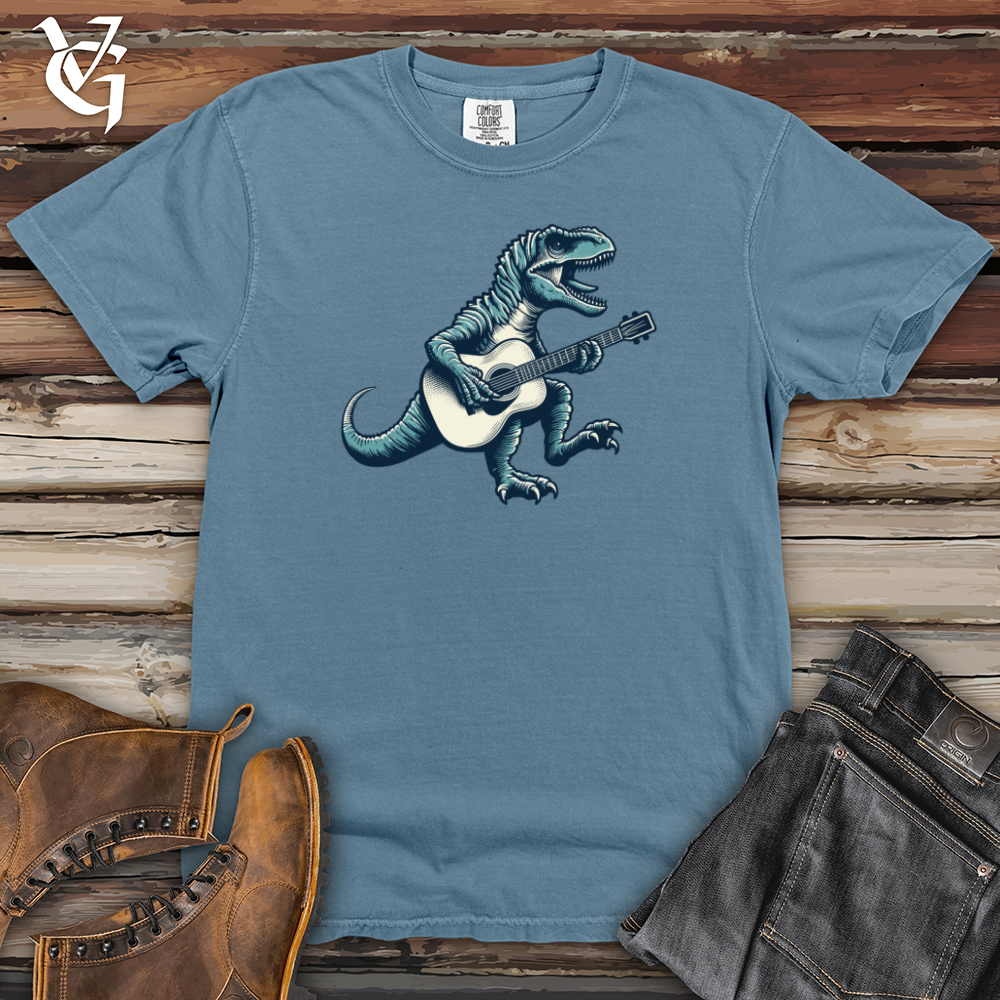 Viking Goods Dinosaur Playing Guitar Heavy Cotton Comfort Colors Tee Blue Jean / L