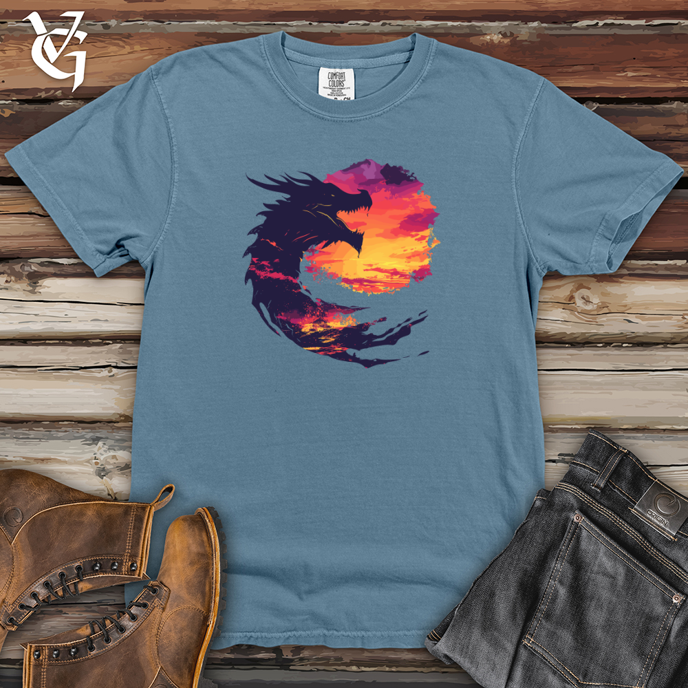 Viking Goods Dragon Sunset Roar Heavy Cotton Comfort Colors Tee Blue Jean / L