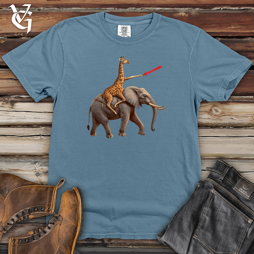 Viking Goods Elephant Giraffe Calvary Heavy Cotton Comfort Colors Tee Blue Jean / L