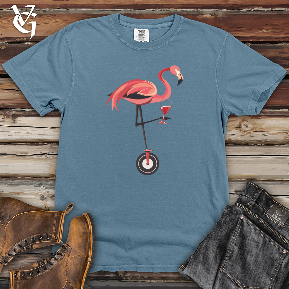 Viking Goods Flamingo Unicycle Sip Heavy Cotton Comfort Colors Tee Blue Jean / L