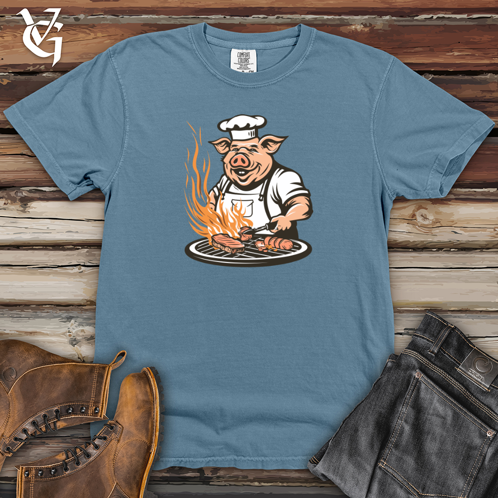 Viking Goods Grillmaster Swine Sizzle Heavy Cotton Comfort Colors Tee Blue Jean / L