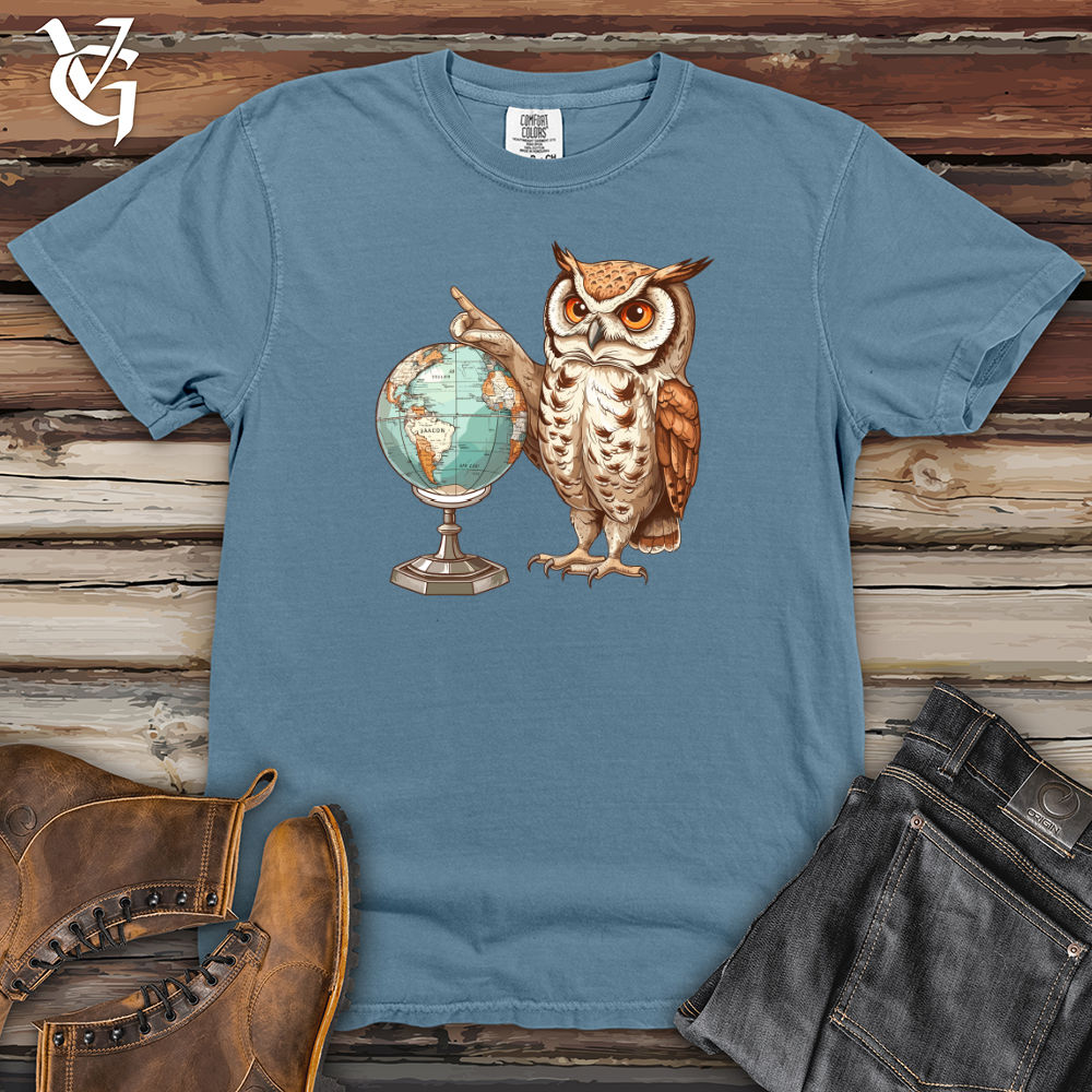 Viking Goods Owl Geographer Discovery Heavy Cotton Comfort Colors Tee Blue Jean / L