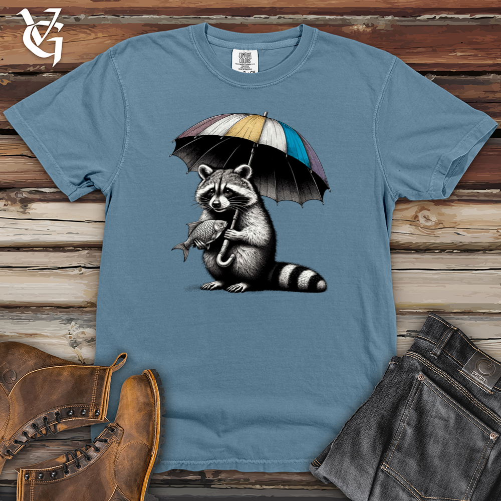 Viking Goods Raccoon is Holding The Umbrella Heavy Cotton Comfort Colors Tee Blue Jean / L