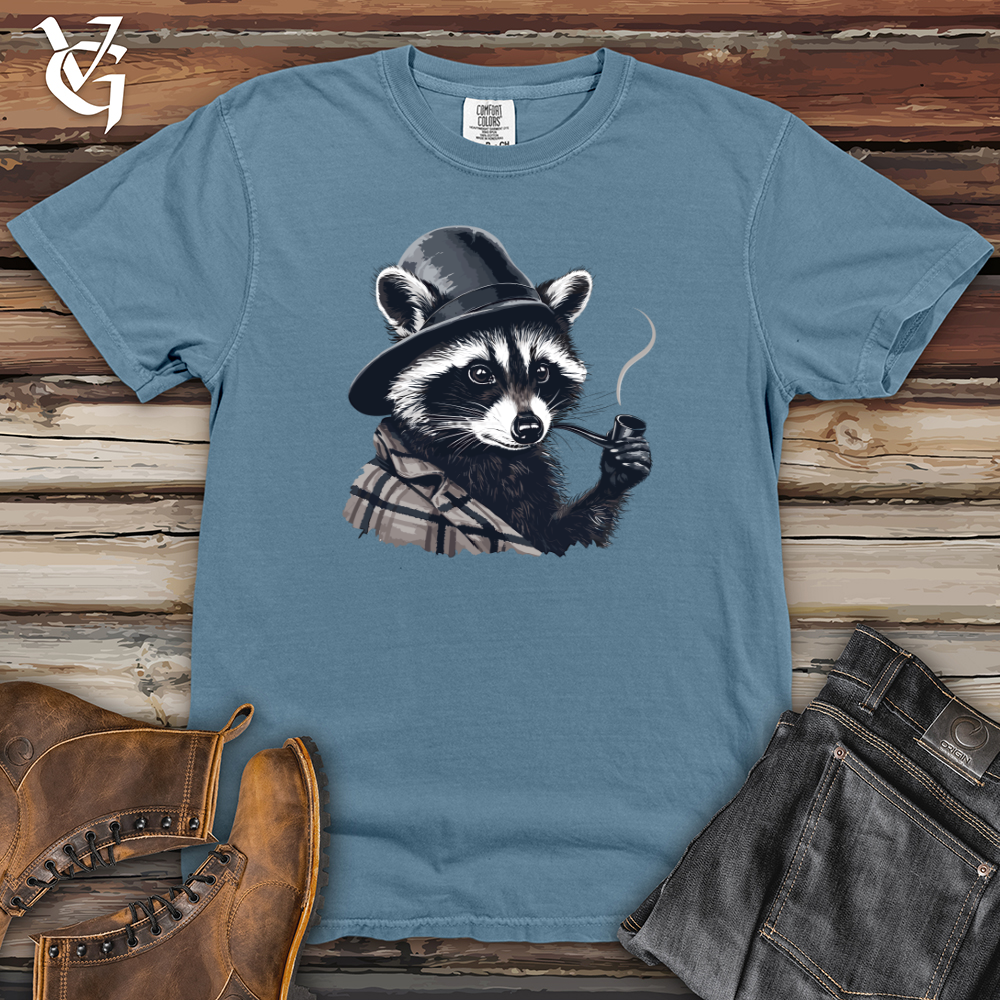 Viking Goods Raccoon Pipe Heavy Cotton Comfort Colors Tee Blue Jean / L