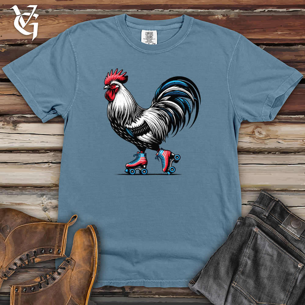 Viking Goods Rooster with Roller Skates Heavy Cotton Comfort Colors Tee Blue Jean / L