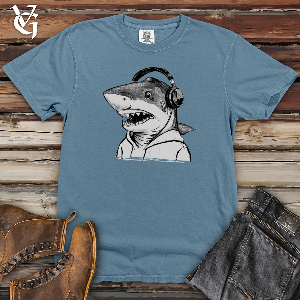 Viking Goods Shark Headphone Beats Heavy Cotton Comfort Colors Tee Blue Jean / L