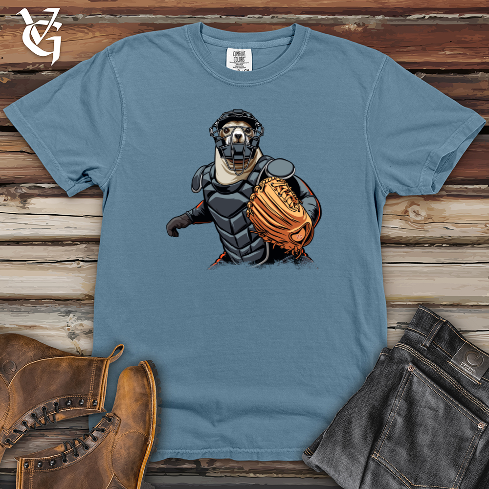 Viking Goods Sloth Baseball Catcher Heavy Cotton Comfort Colors Tee Blue Jean / L