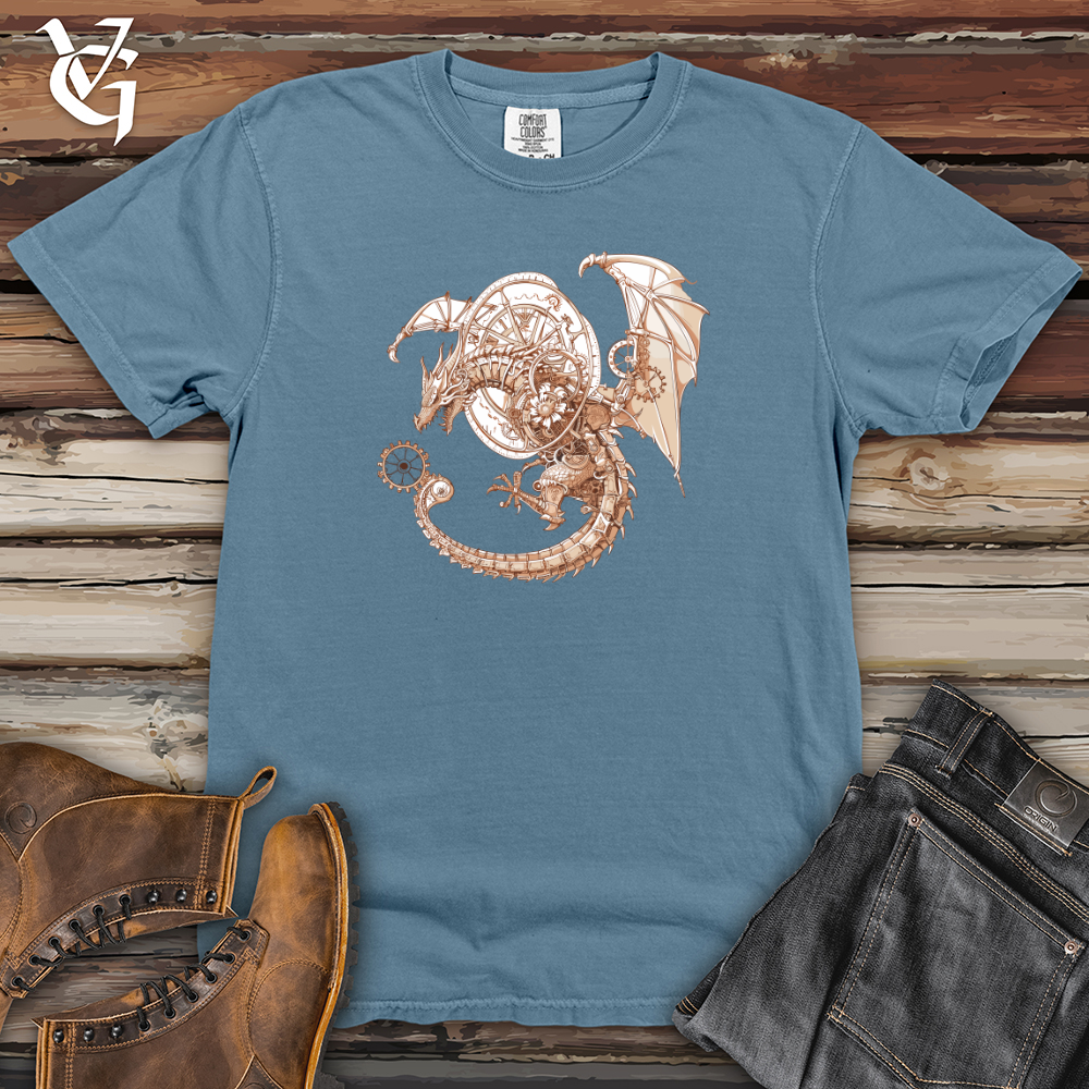 Viking Goods Steampunk Dragon Timepiece Heavy Cotton Comfort Colors Tee Blue Jean / L