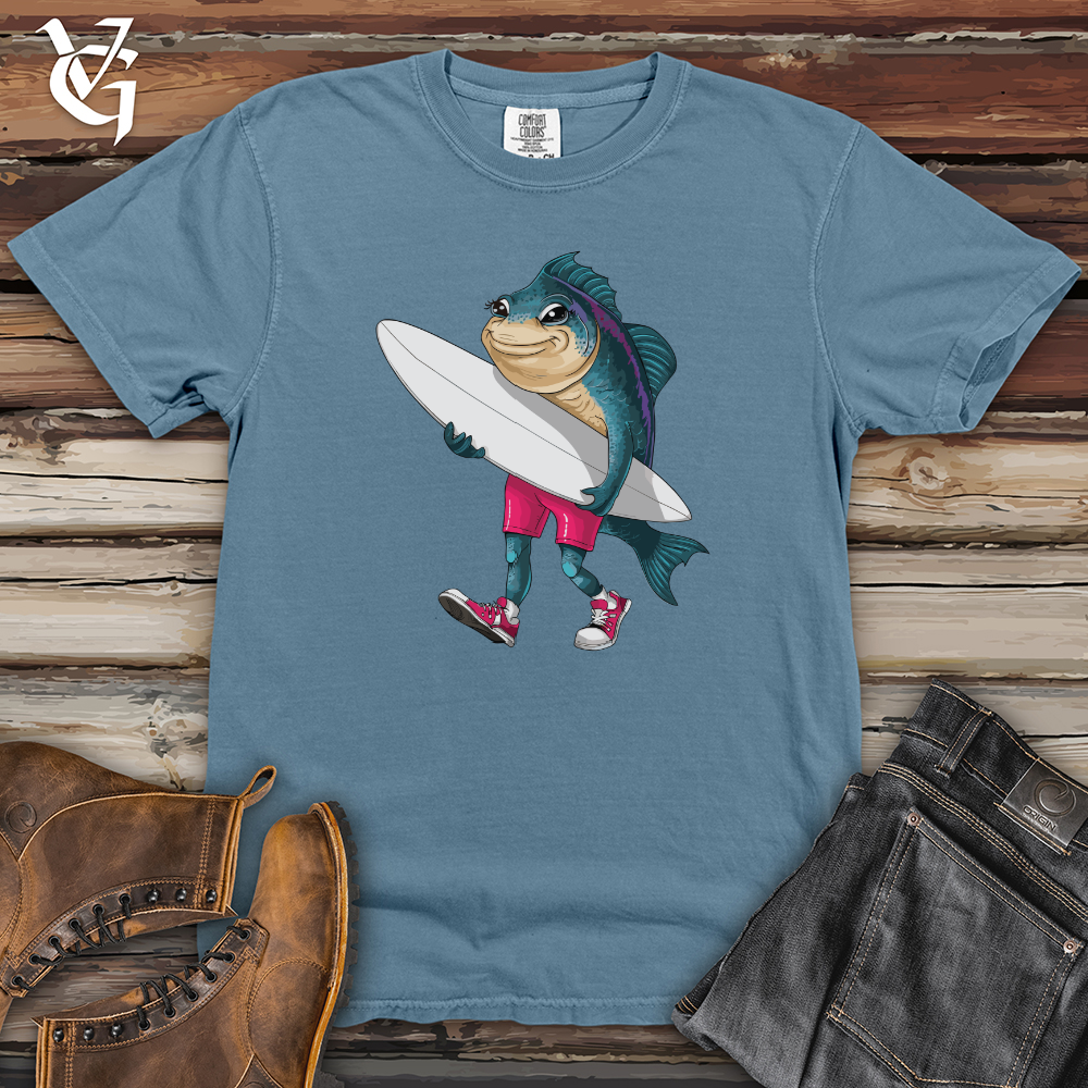 Viking Goods Surfing Fish Heavy Cotton Comfort Colors Tee Blue Jean / L