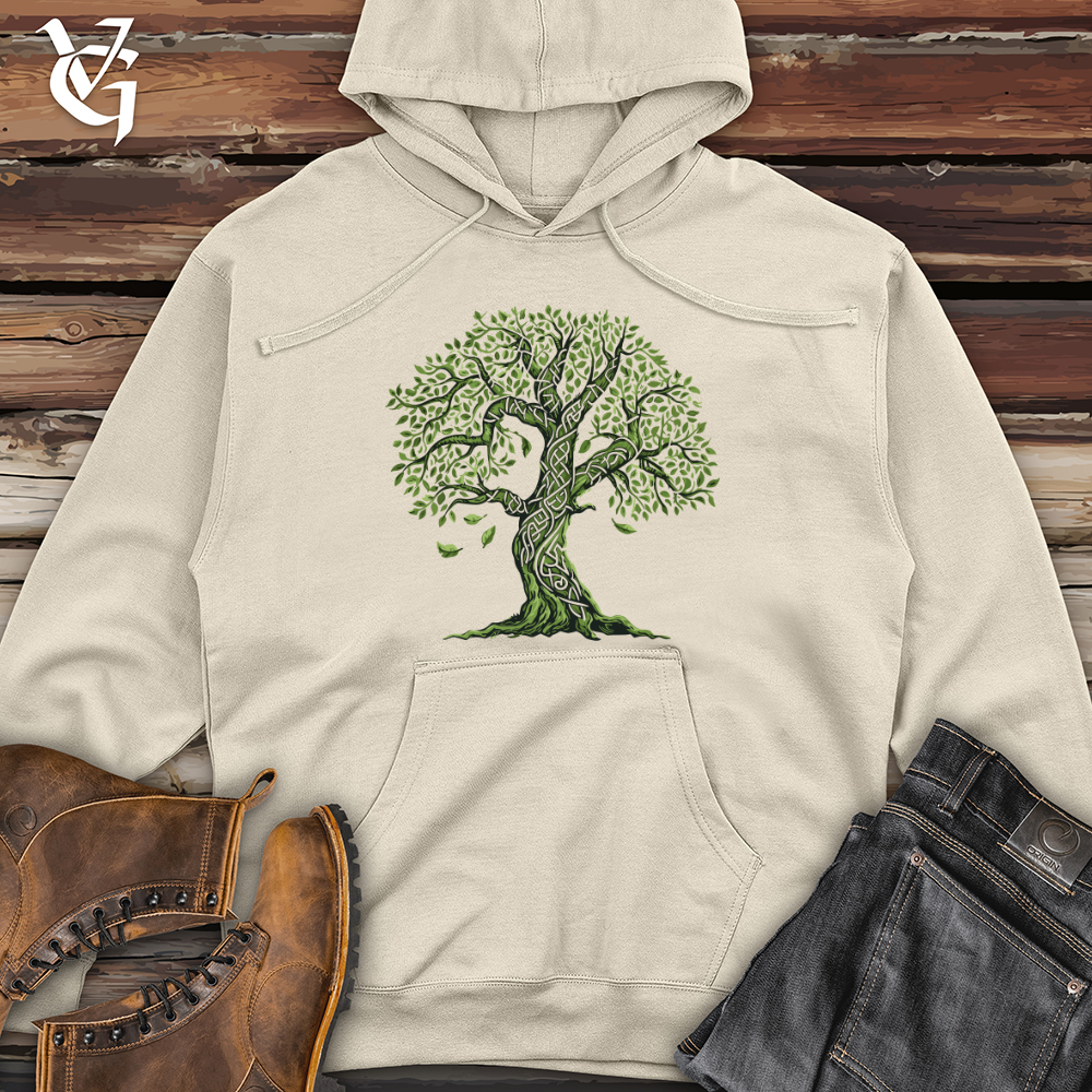 Viking Goods Celtic Tree Essence Midweight Hooded Sweatshirt Bone / L