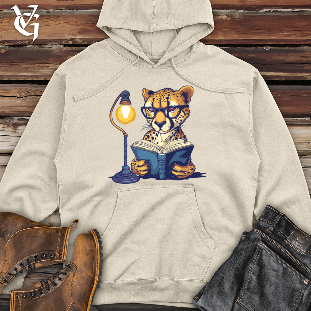 Viking Goods Cheetah Bookworm Study Midweight Hooded Sweatshirt Bone / L