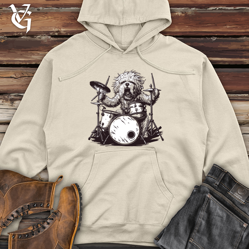 Viking Goods Dog Rockstar Drummer Midweight Hooded Sweatshirt Royal / L