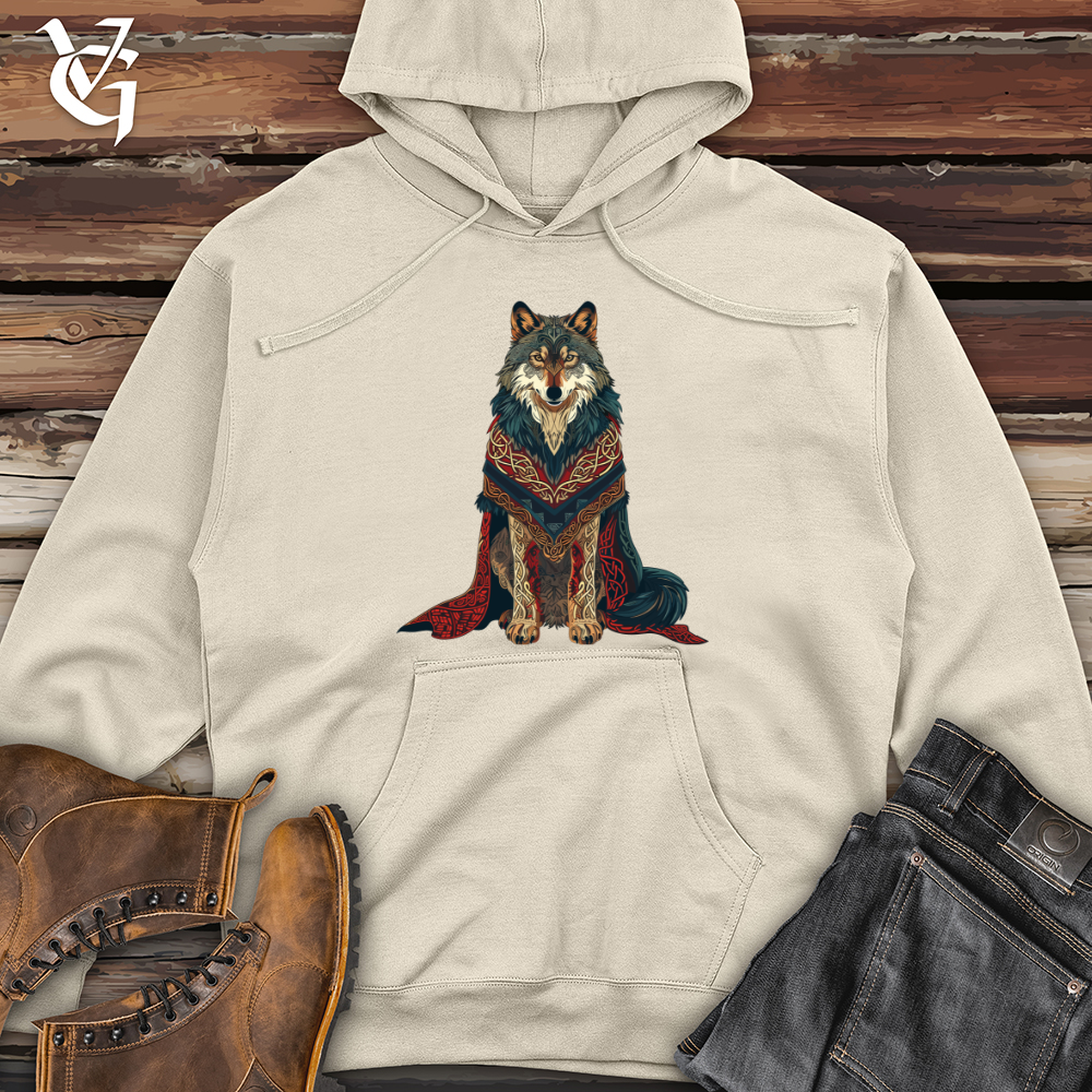 Viking Goods Tribal Wolf Majesty Midweight Hooded Sweatshirt Bone / L