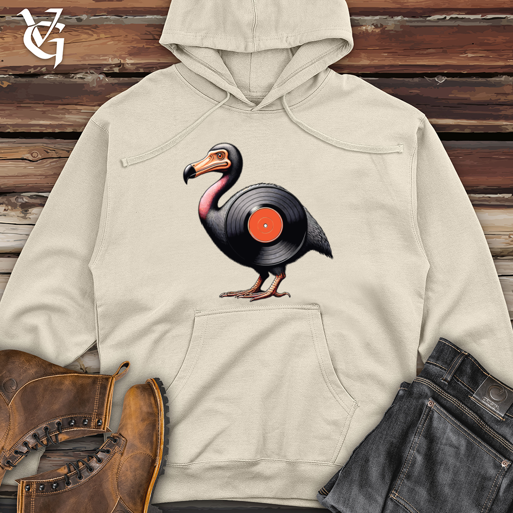 Viking Goods Vinyl Bird Record Midweight Hooded Sweatshirt Grey Heather / L