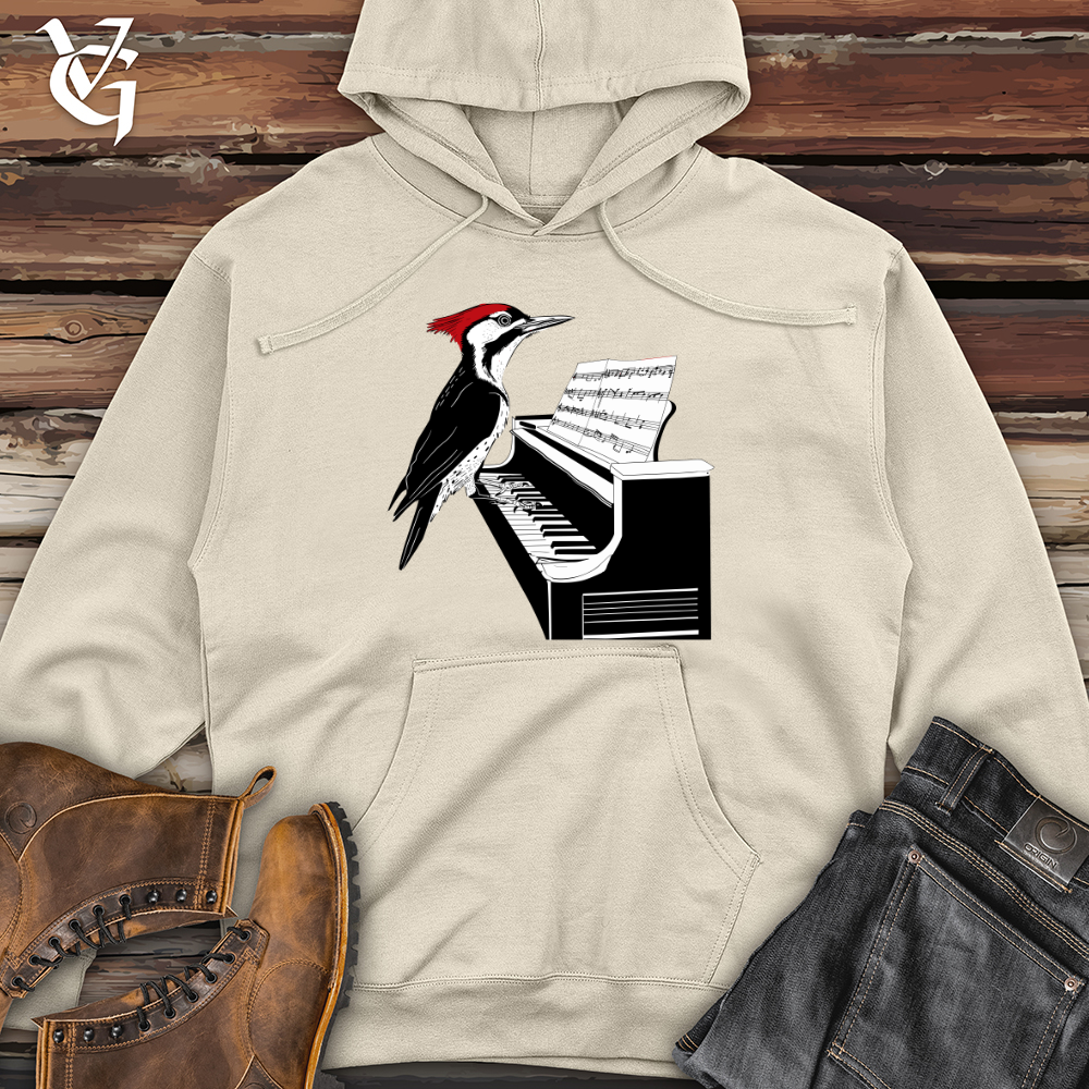 Viking Goods Woodpecker Piano Solo Midweight Hooded Sweatshirt Red / L