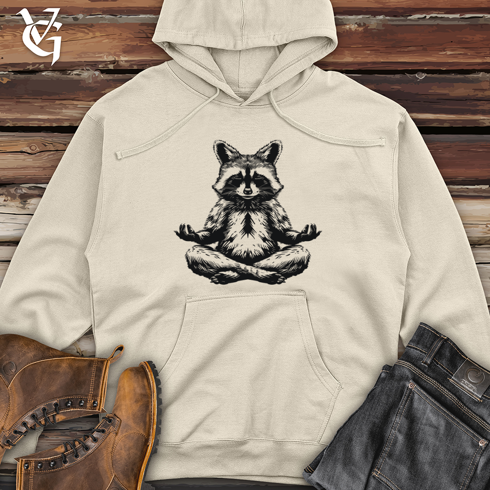 Viking Goods Zen Raccoon Harmony  Midweight Hooded Sweatshirt Grey Heather / L