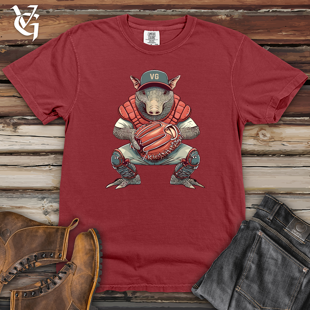 Viking Goods Armadillo Catcher's Stance Heavy Cotton Comfort Colors Tee Brick / L