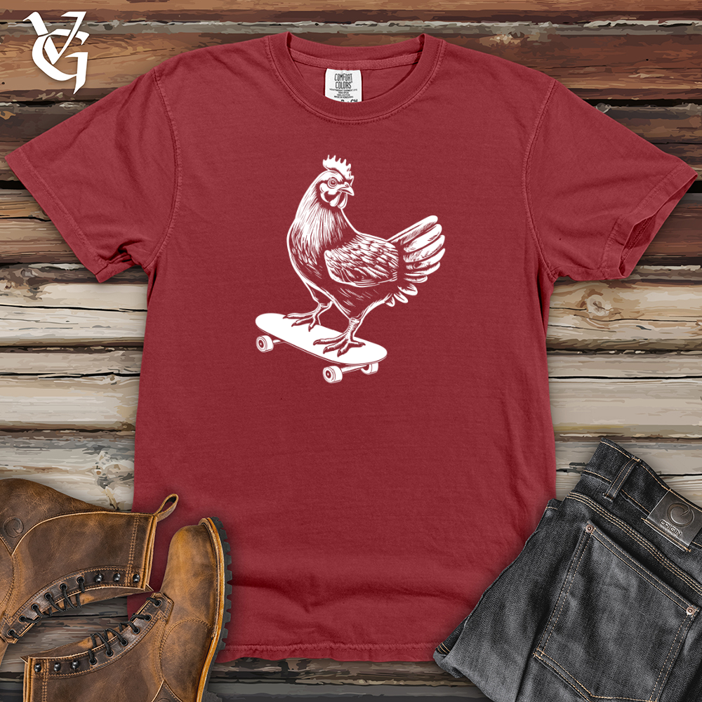 Viking Goods Chicken on a Skateboard Heavy Cotton Comfort Colors Tee Brick / L