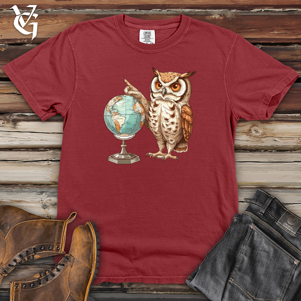 Viking Goods Owl Geographer Discovery Heavy Cotton Comfort Colors Tee Brick / L