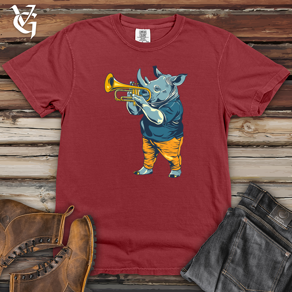 Viking Goods Rhino Playing Trumpet Heavy Cotton Comfort Colors Tee Brick / L