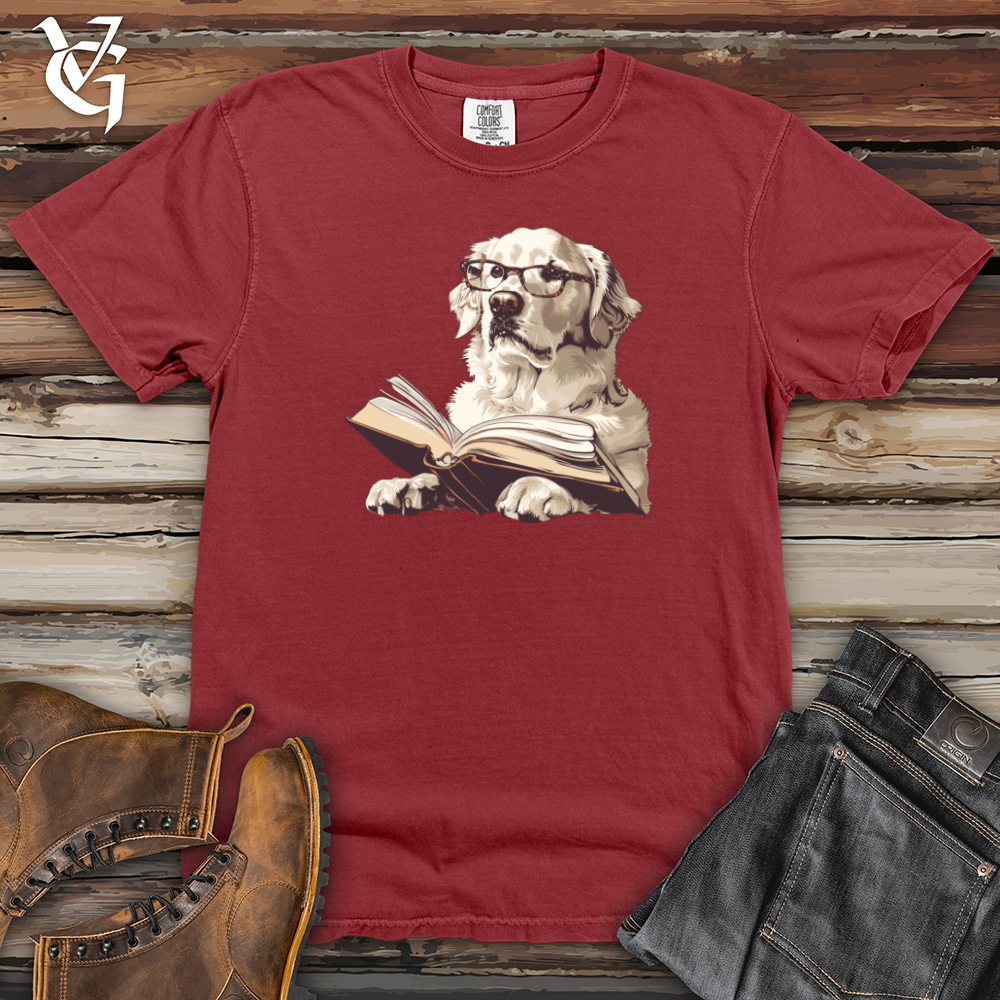 Viking Goods Scholarly Golden Retriever Bookmark Heavy Cotton Comfort Colors Tee Brick / L
