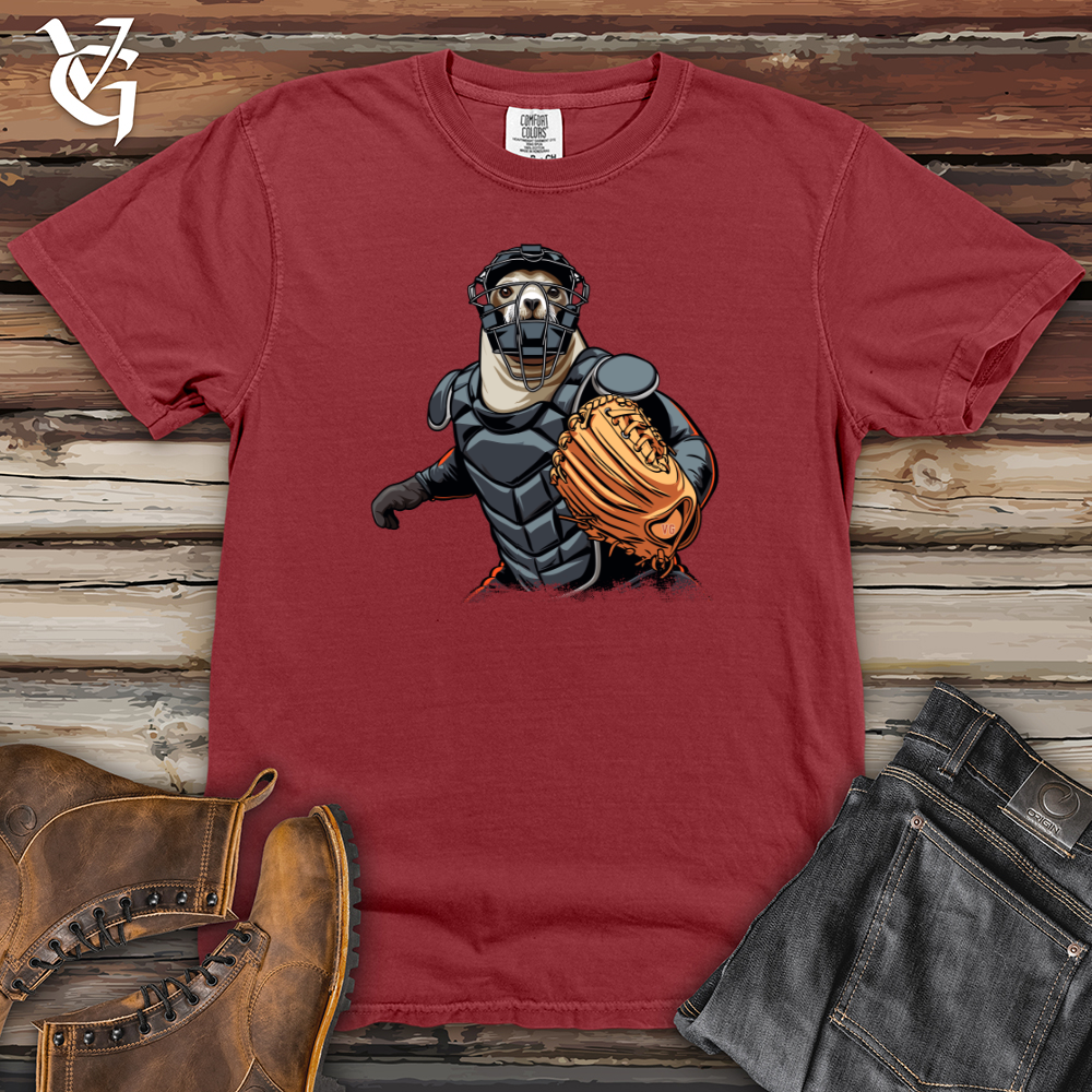 Viking Goods Sloth Baseball Catcher Heavy Cotton Comfort Colors Tee Brick / L