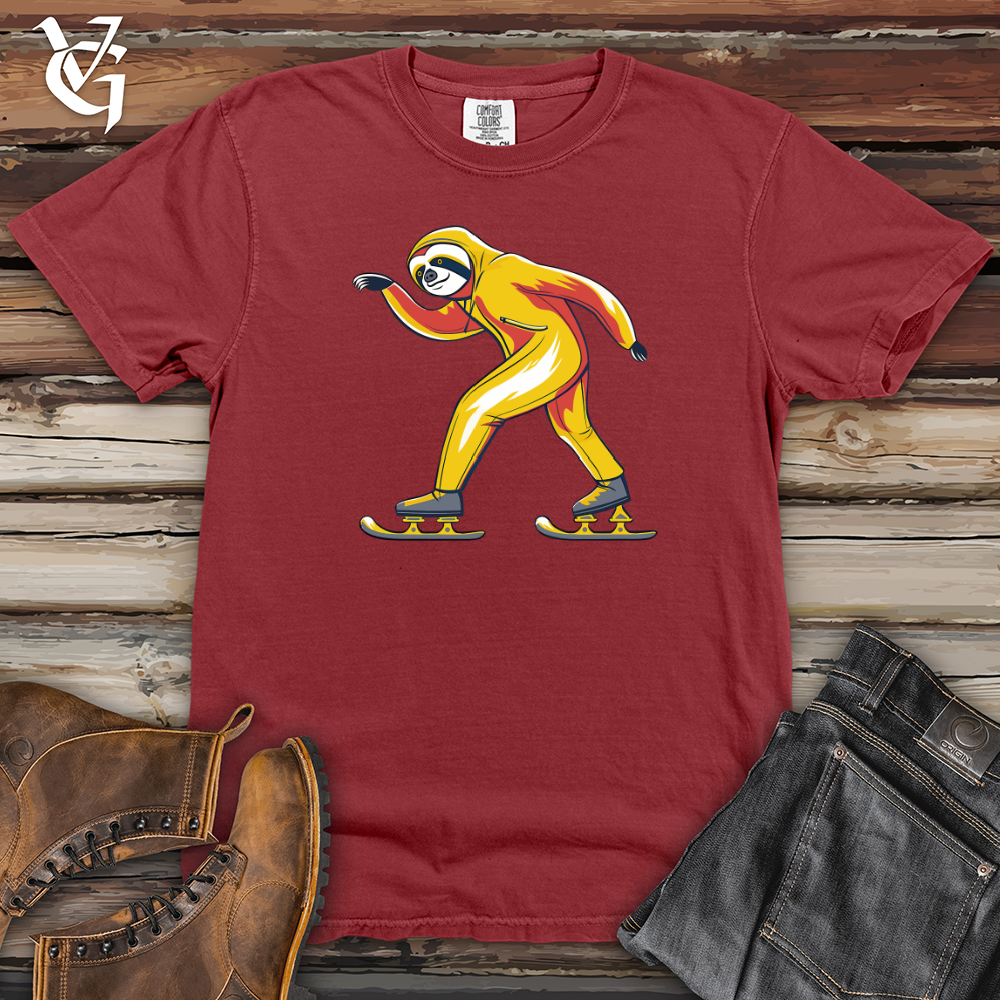 Viking Goods Sloth Ice Skating Heavy Cotton Comfort Colors Tee Brick / L