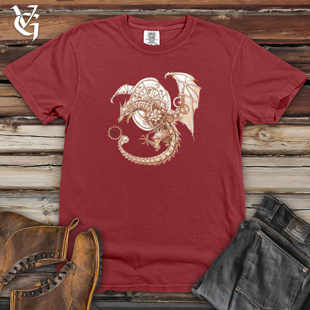 Viking Goods Steampunk Dragon Timepiece Heavy Cotton Comfort Colors Tee Brick / L