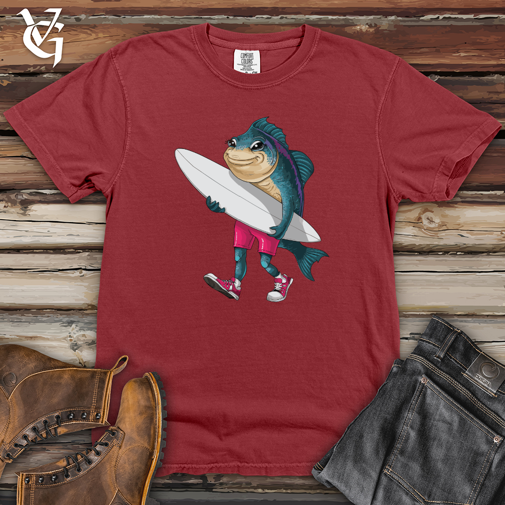Viking Goods Surfing Fish Heavy Cotton Comfort Colors Tee Brick / L