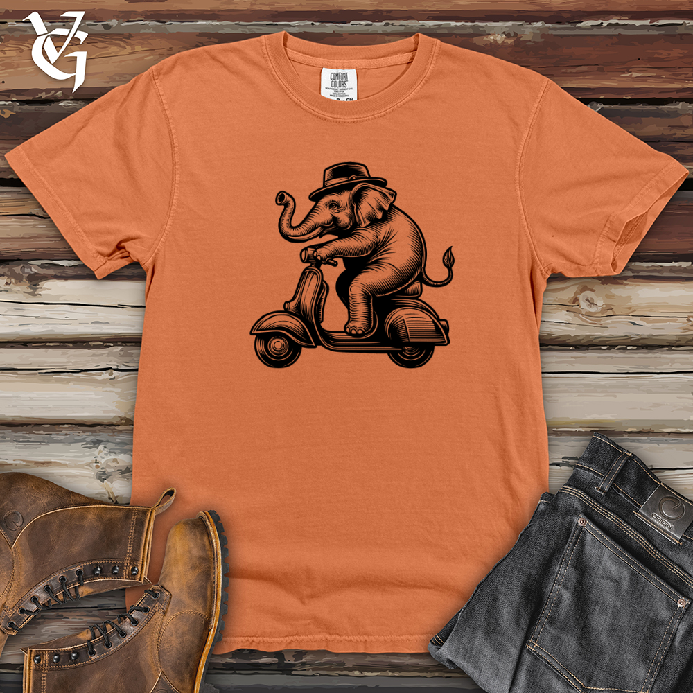 Viking Goods Elephant Riding a Scooter Heavy Cotton Comfort Colors Tee Burnt Orange / L