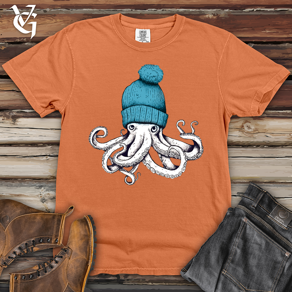 Viking Goods Octopus Wearing Beanie Heavy Cotton Comfort Colors Tee Burnt Orange / L