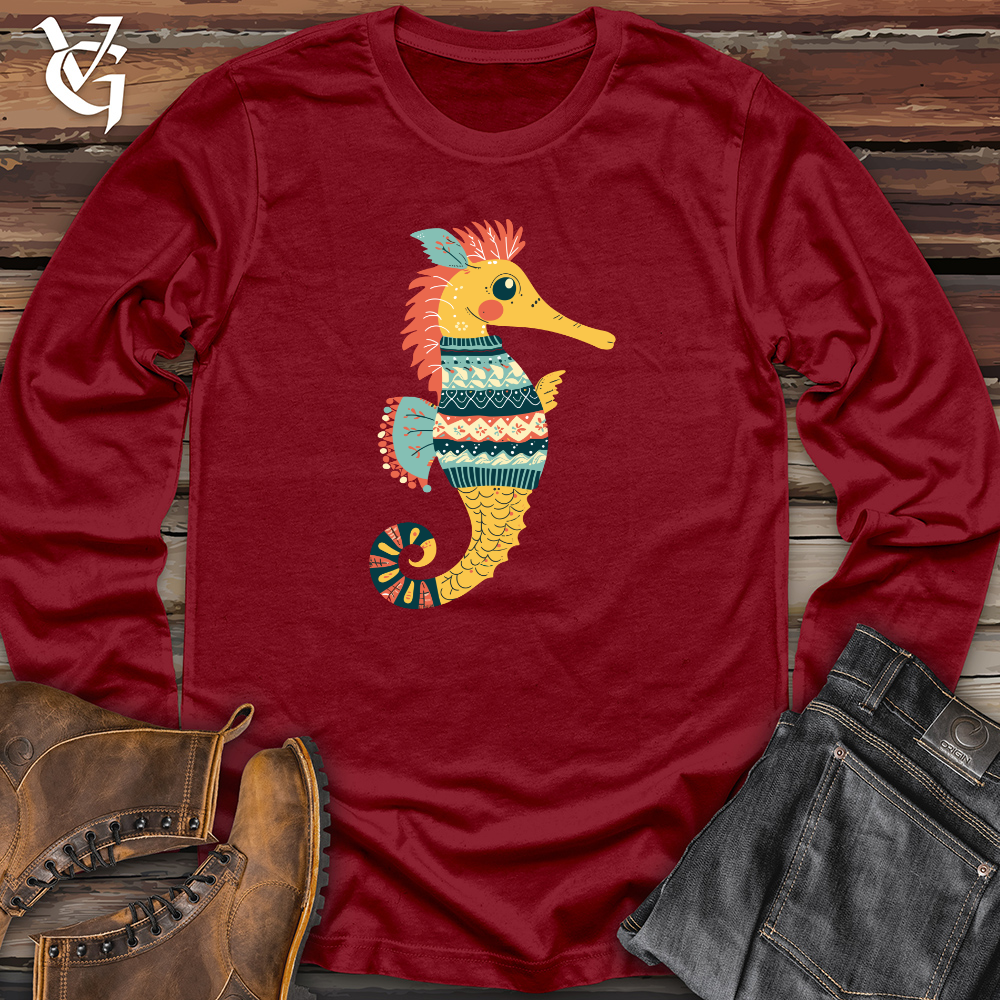 Viking Goods Seahorse Cozy Pattern Long Sleeve Cardinal / L