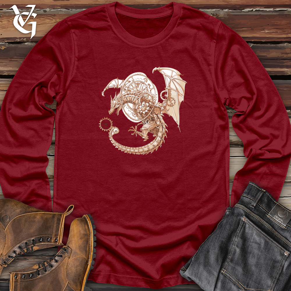 Viking Goods Steampunk Dragon Timepiece Long Sleeve Cardinal / L