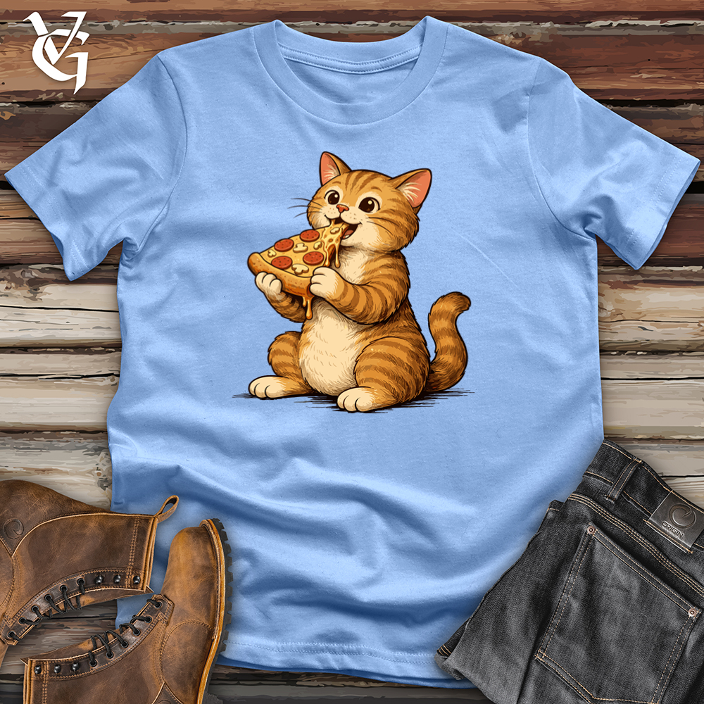 Viking Goods Cat Eating Pizza Tee Carolina Blue / L