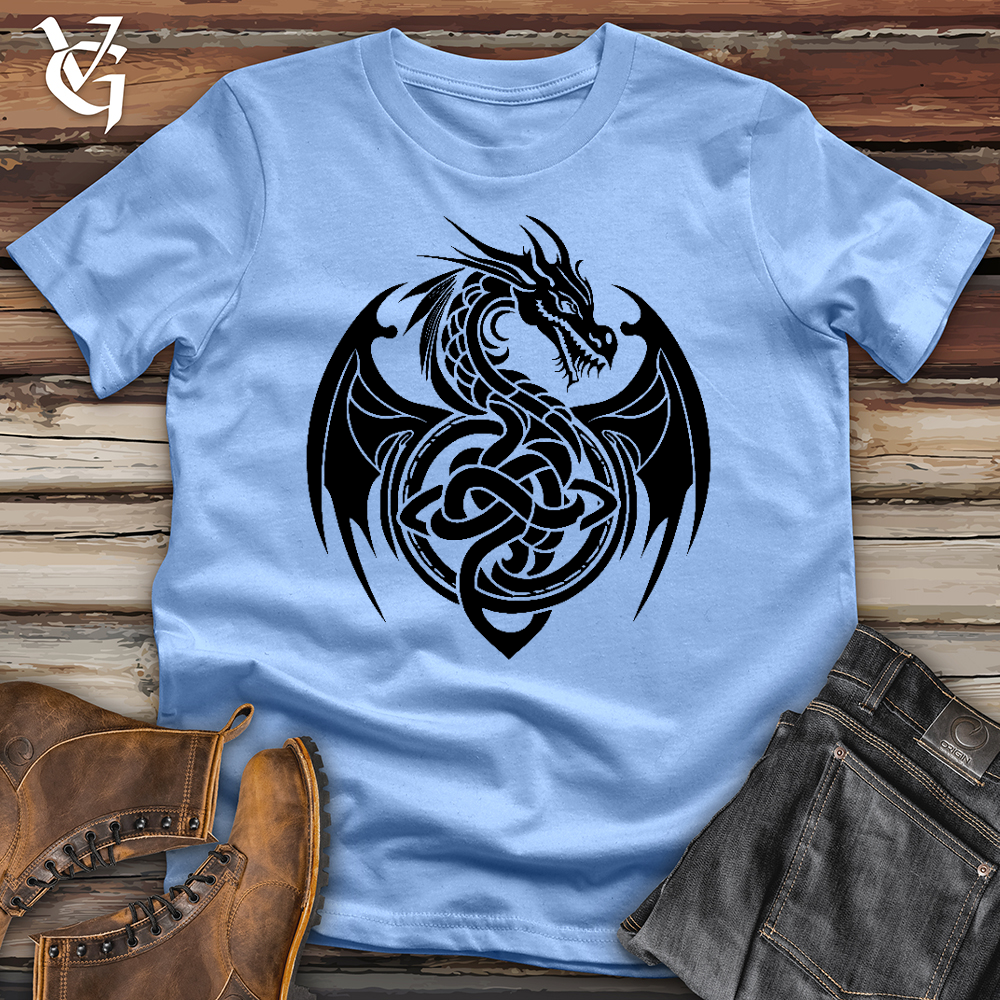 Viking Goods Celtic Rust Dragon Softstyle Tee Carolina Blue / L