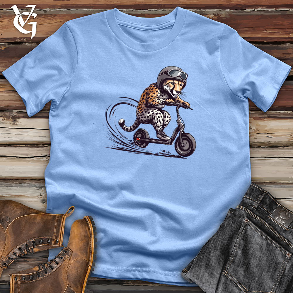 Viking Goods Cheetah Scooter Rush Softstyle Tee Carolina Blue / L