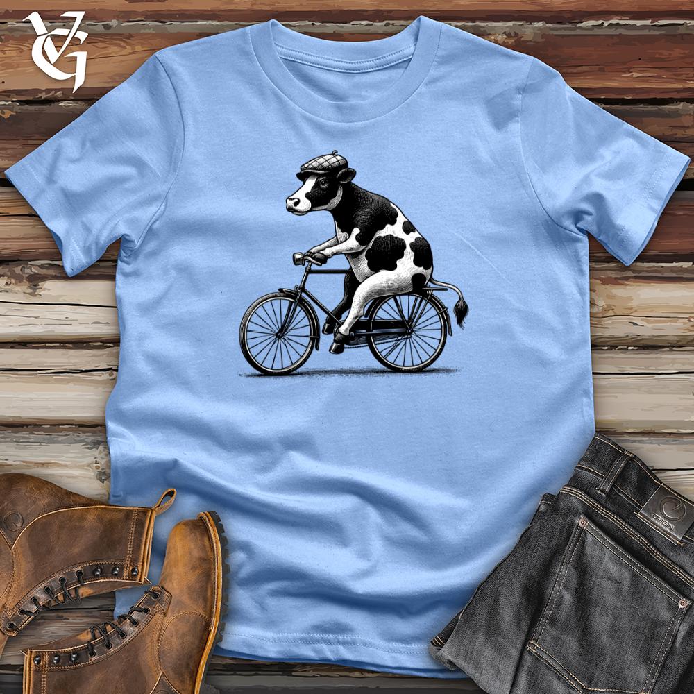 Viking Goods Cow Riding a Bike Softstyle Tee Carolina Blue / L
