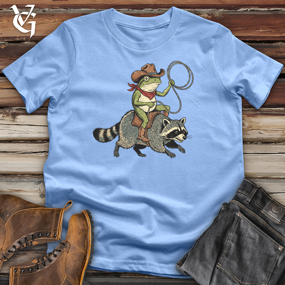 Viking Goods Cowboy Frog Riding Raccoon Tee Carolina Blue / L
