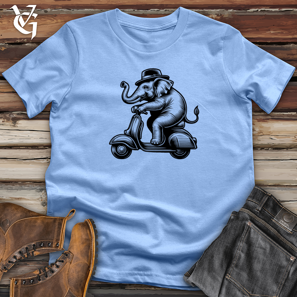 Viking Goods Elephant Riding a Scooter Softstyle Tee Carolina Blue / L