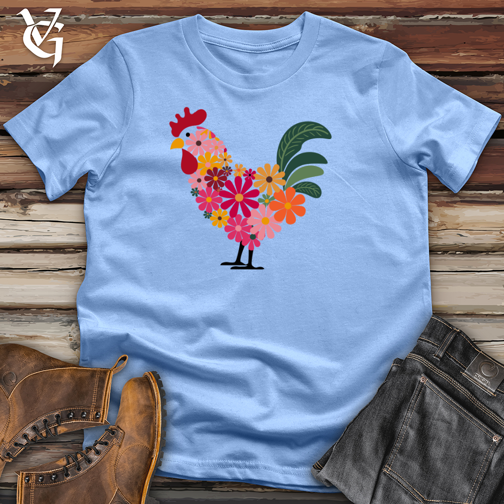 Viking Goods Floral Chicken Softstyle Tee Carolina Blue / L