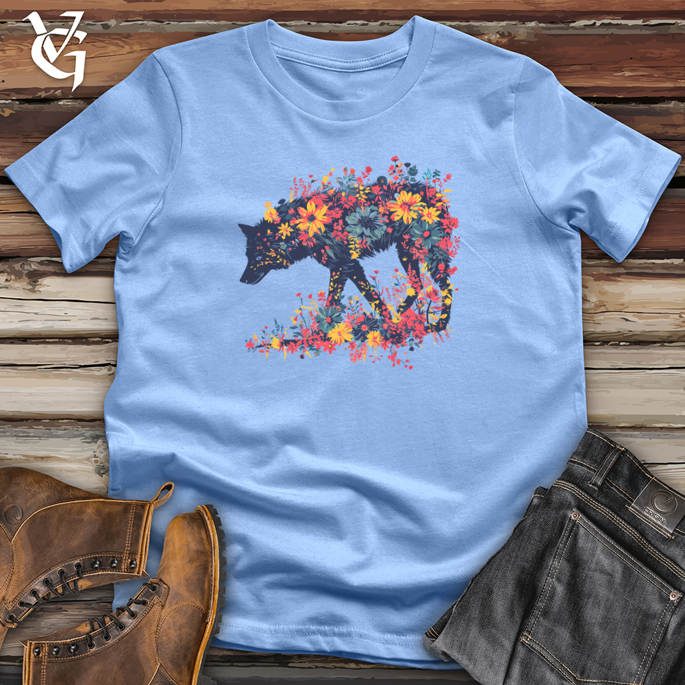 Viking Goods Floral Wolf Silhouette Softstyle Tee Carolina Blue / L