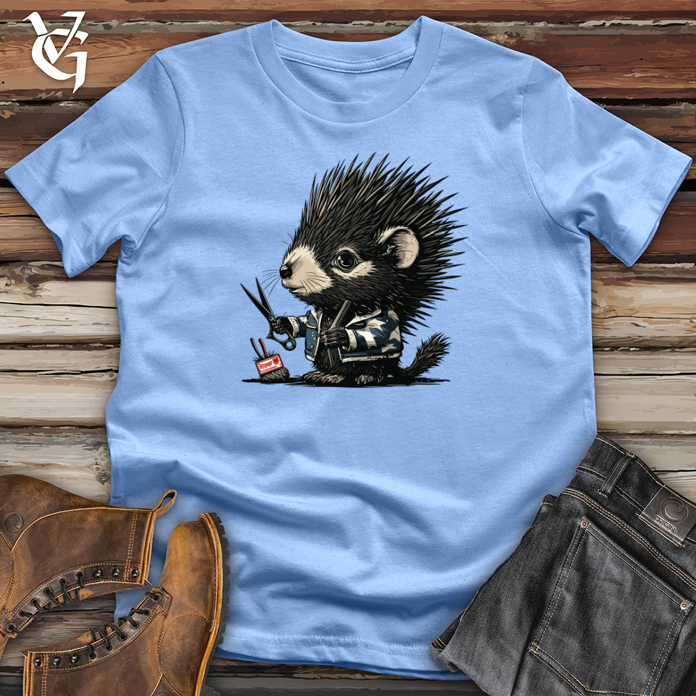 Viking Goods Hedgehog Barber Shop Softstyle Tee Carolina Blue / L