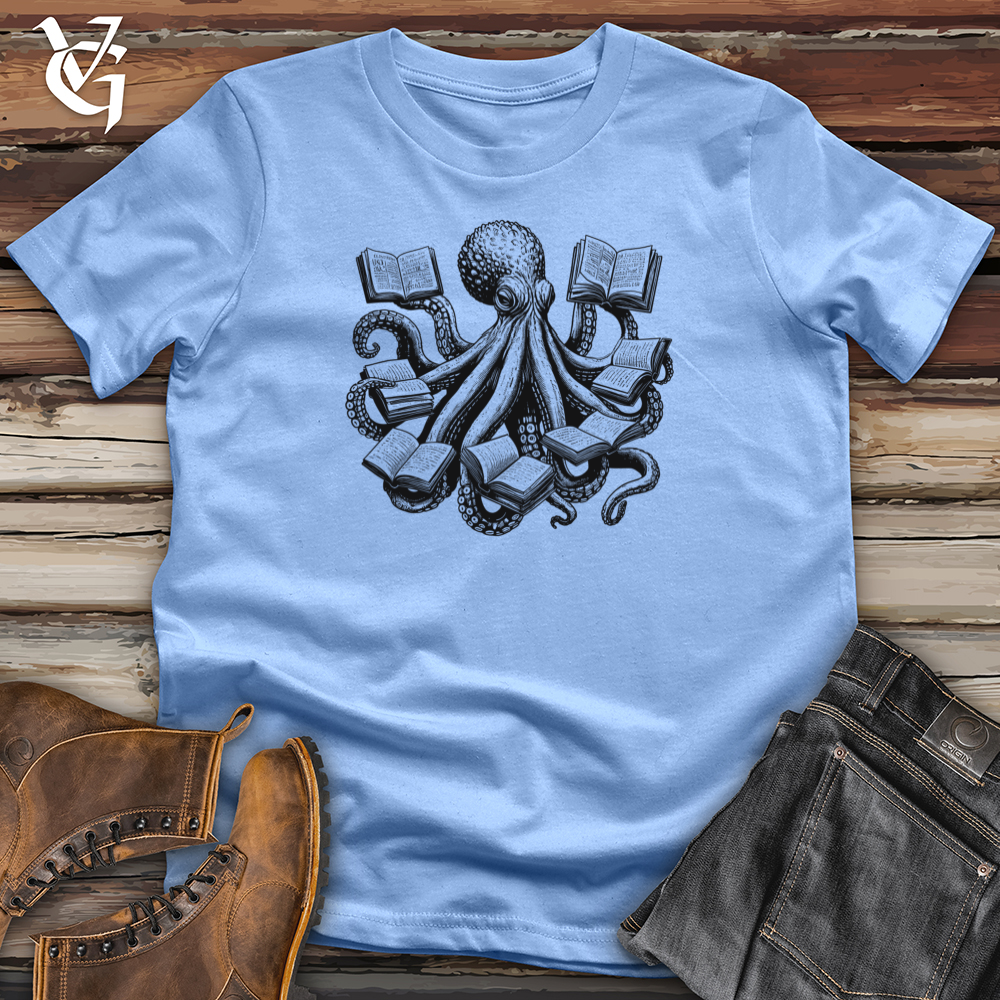 Viking Goods Octopus Reading Multiple Books Softstyle Tee Carolina Blue / L