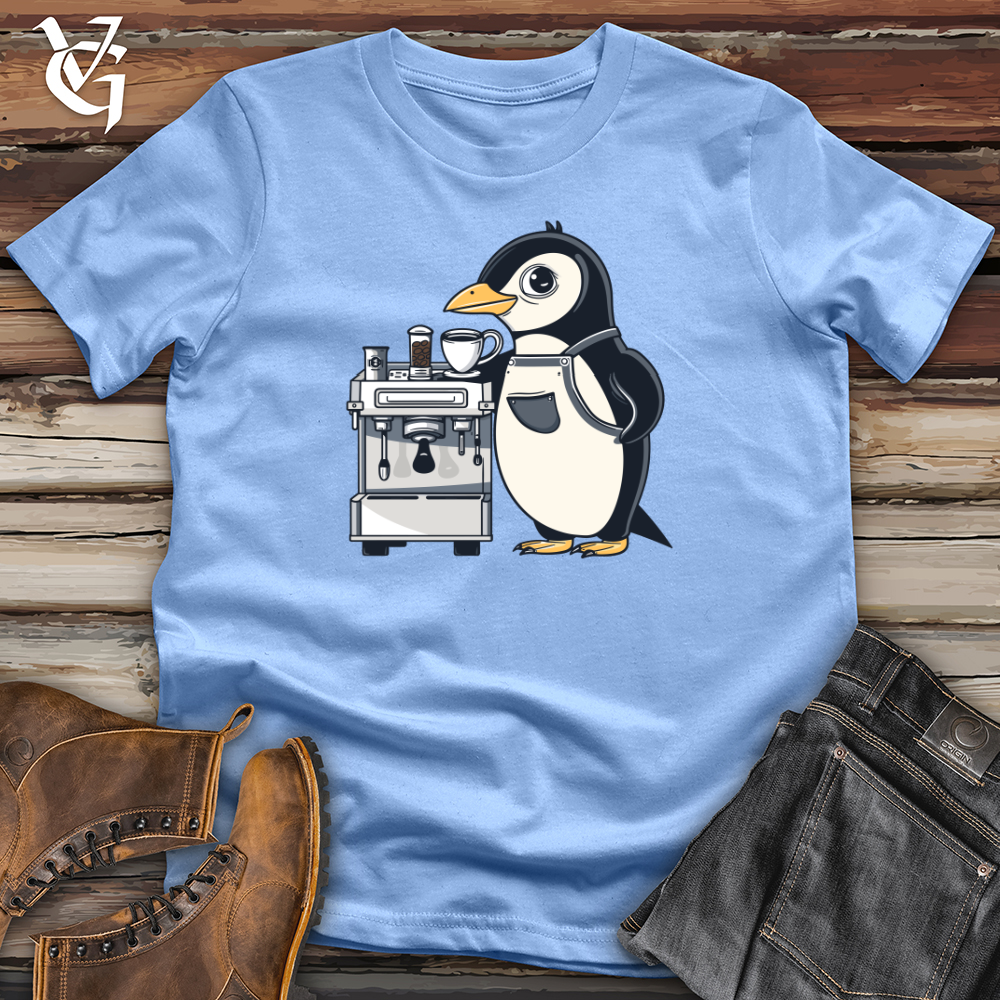 Viking Goods Puffin Coffee Connoisseur Softstyle Tee Carolina Blue / L