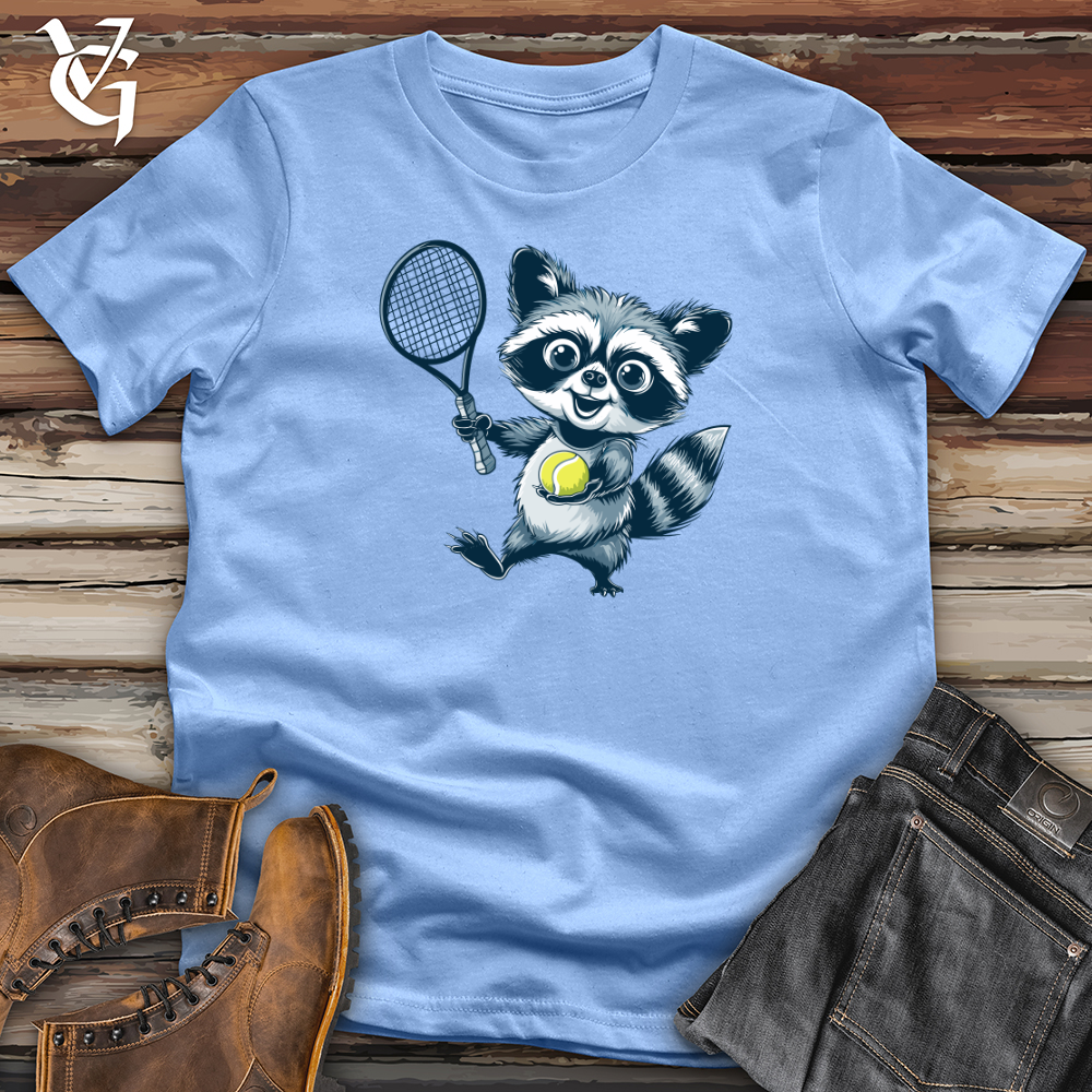 Viking Goods Raccoon Tennis Pro Softstyle Tee Carolina Blue / L