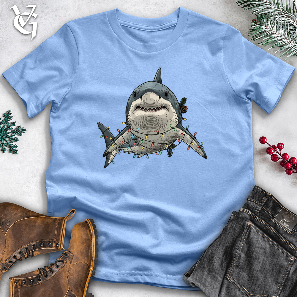 Viking Goods Shark Adorned With Lights  Tee Carolina Blue / L