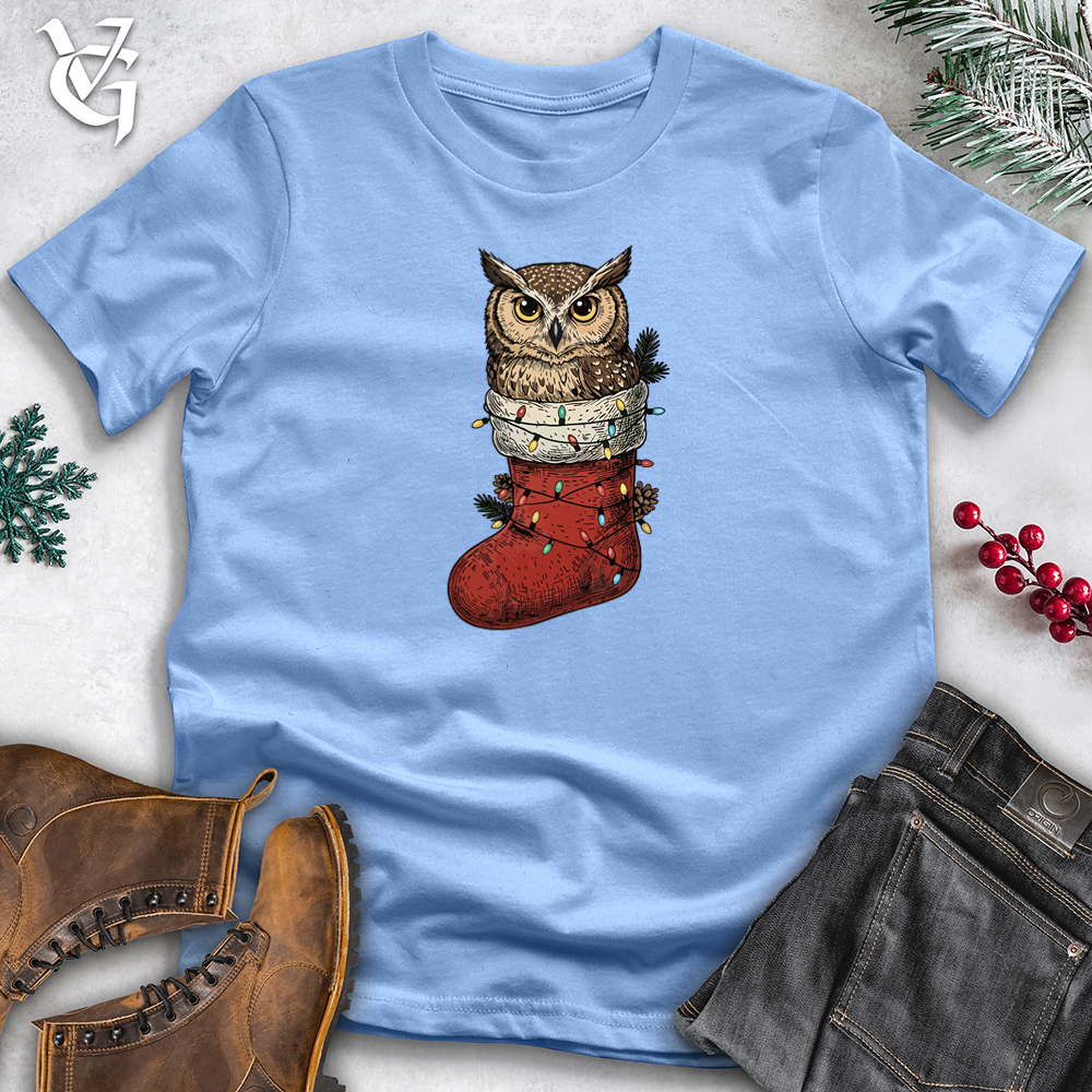Viking Goods Owl Inside Santa's Sock Softstyle Tee Carolina Blue / S