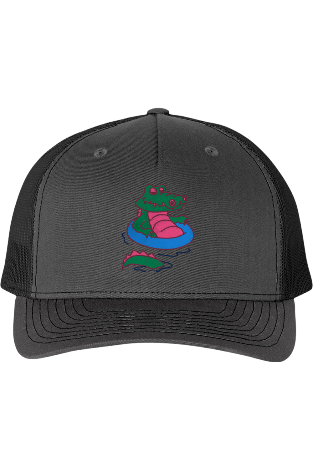Viking Goods Gator Chillin Embroidered Trucker Cap Charcoal/ Black